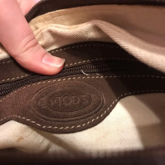Tod's Brown Suede Shoulder Bag with Tassels - Picture 8 of 8